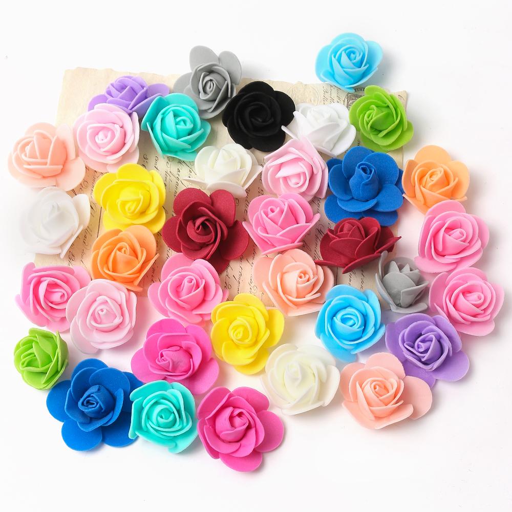 500Pcs Rose Artificial Flower Head 3cm Mini PE Foam Fake Flowers for Home Decor Handmade DIY Party Wedding Decoration Gifts