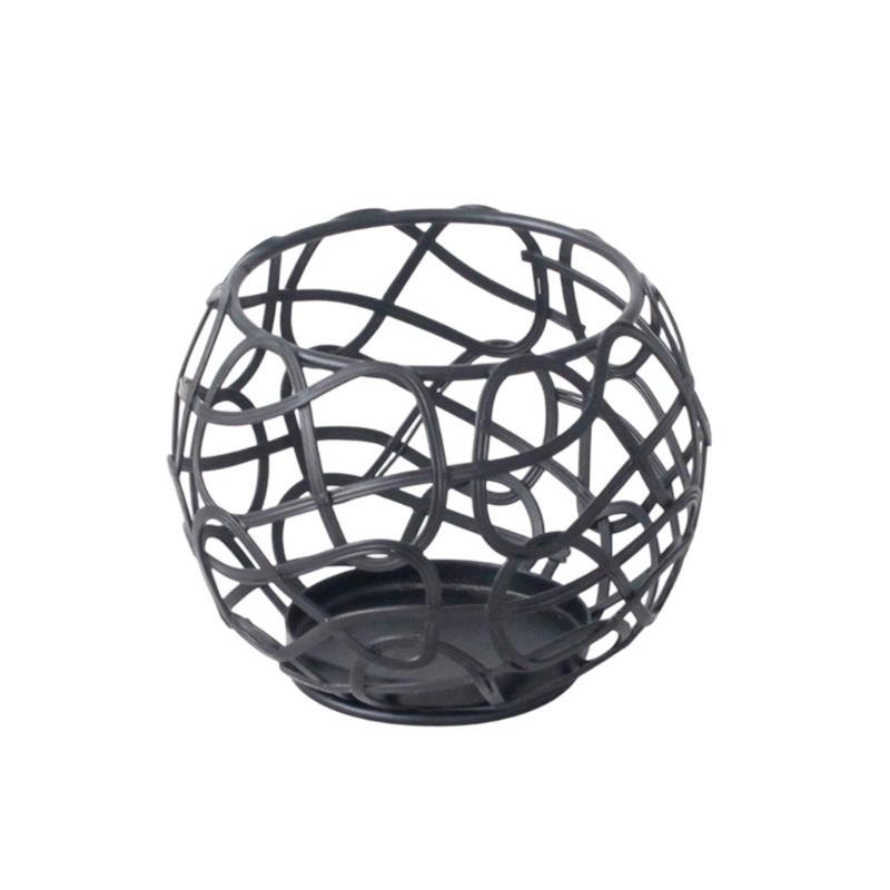 Geometric Metal Candle Holders for Tabletop Decors, Iron Wire Lantern Candle Stand with Round Base for Living Room, Bedsides, or Entryway