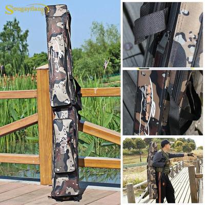 SOUGAYILANG Mallette de rangement de transport de sac de canne à pêche camouflage Double couche étanche Portable