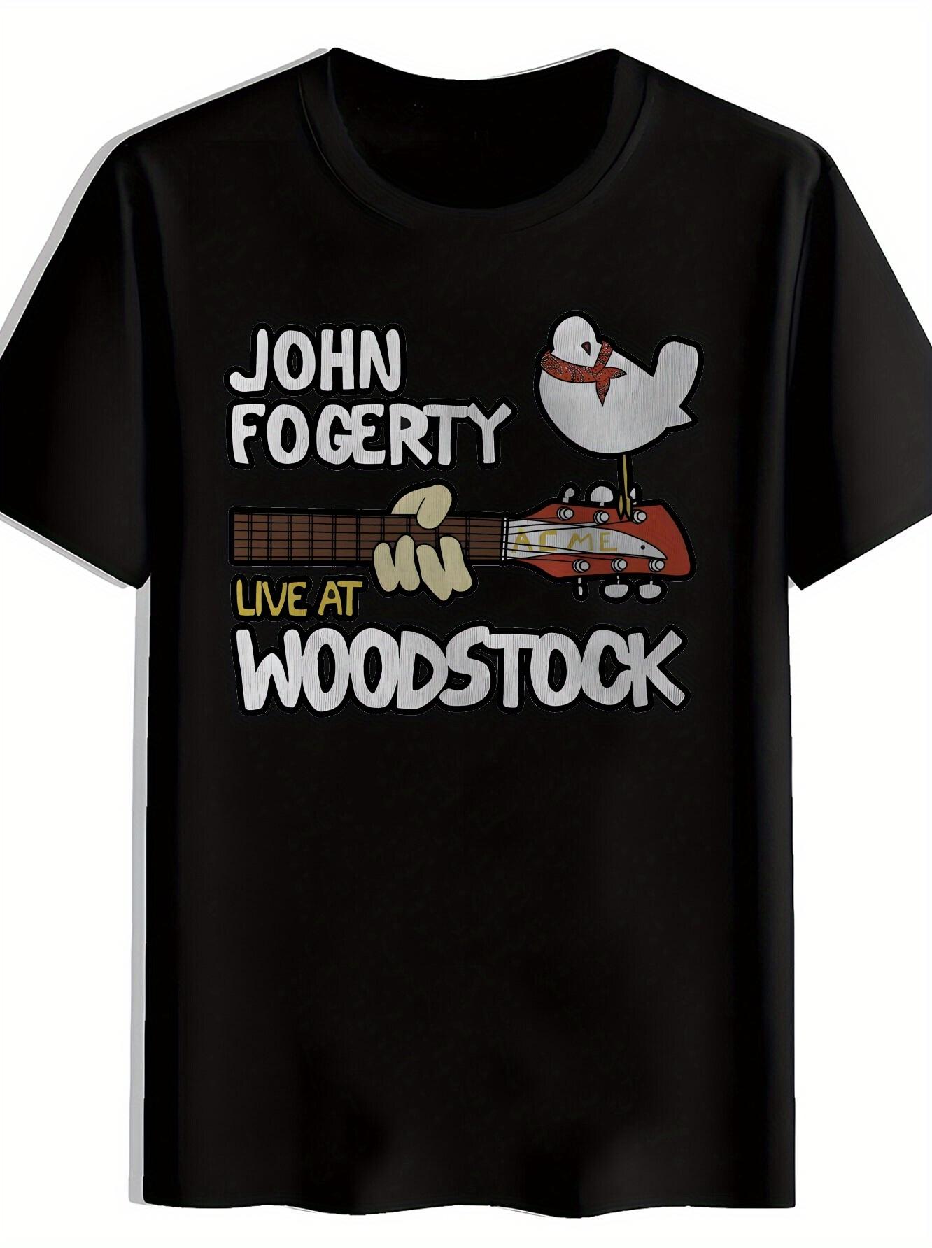 Black John Fogerty Live at Woodstock Graphic T-shirt - Casual Crew Neck XXL