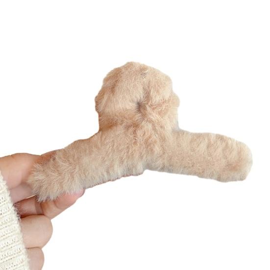 

Зимняя плюшевая заколка для волос в Корейском стиле с перекрестными зубами на затылке в виде акулы, однотонная заколка для волос, головные уборы, аксессуары для волос хаки