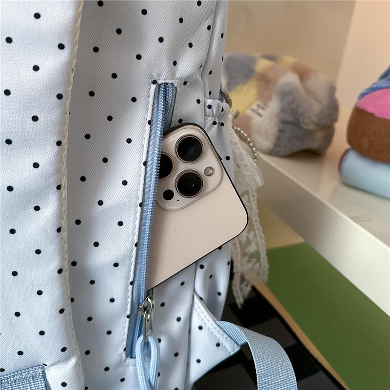 College-Stil Wellenpunkt Student Schulrucksack Damen Spitze Rucksack