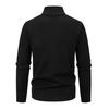 Men Knitted Jacket Stand Collar Long Sleeve Zipper Closure Sweater Coat with Pockets Thickened Plush Lining Knitwear