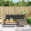 VidaXL Canapé de Jardin avec Table et Coussins en Forme de L, Siège de Patio, Meuble de Terrasse Balco Extérieur, Gris 365582
