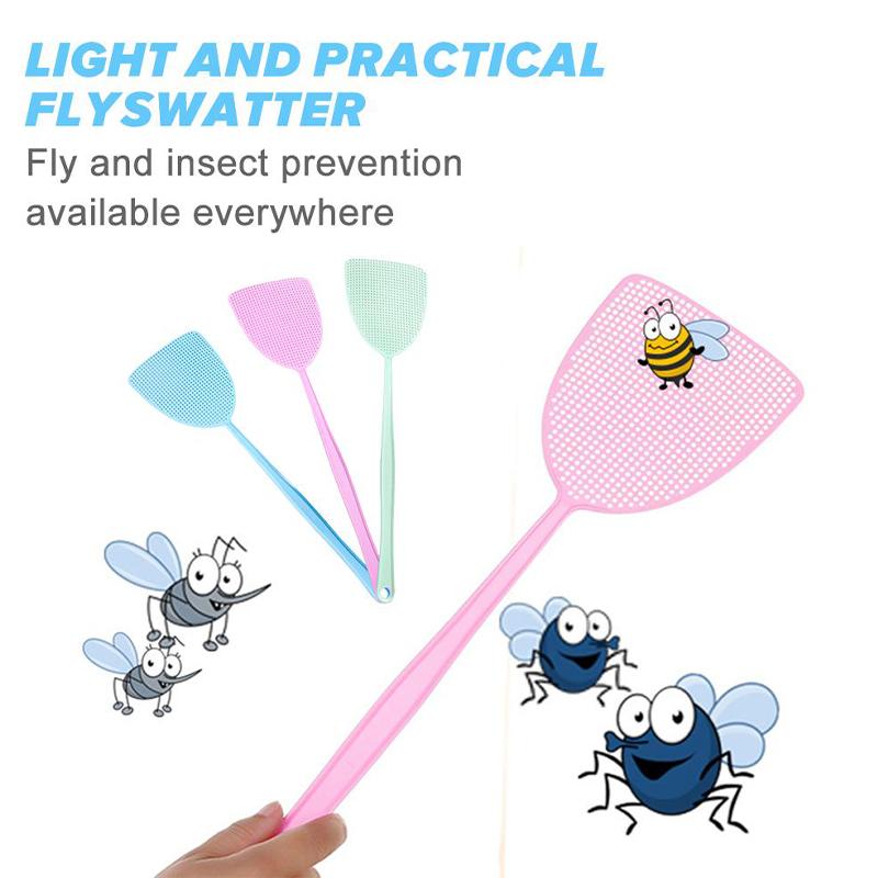 Large Long Plastic Fly Swatter Heavy Duty Hand Operated Bug Insect Killer Flexible Thick Handle For Kitchen Living Room