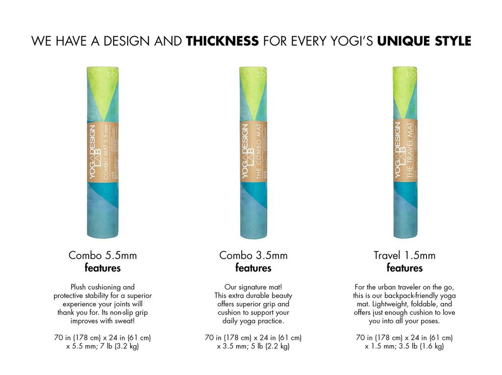 Yoga Design Lab Yoga Mat Thick Combo Mat with Strap Pilates Training Fitness Exercise Mat 3.5mm (Mandala Black.)