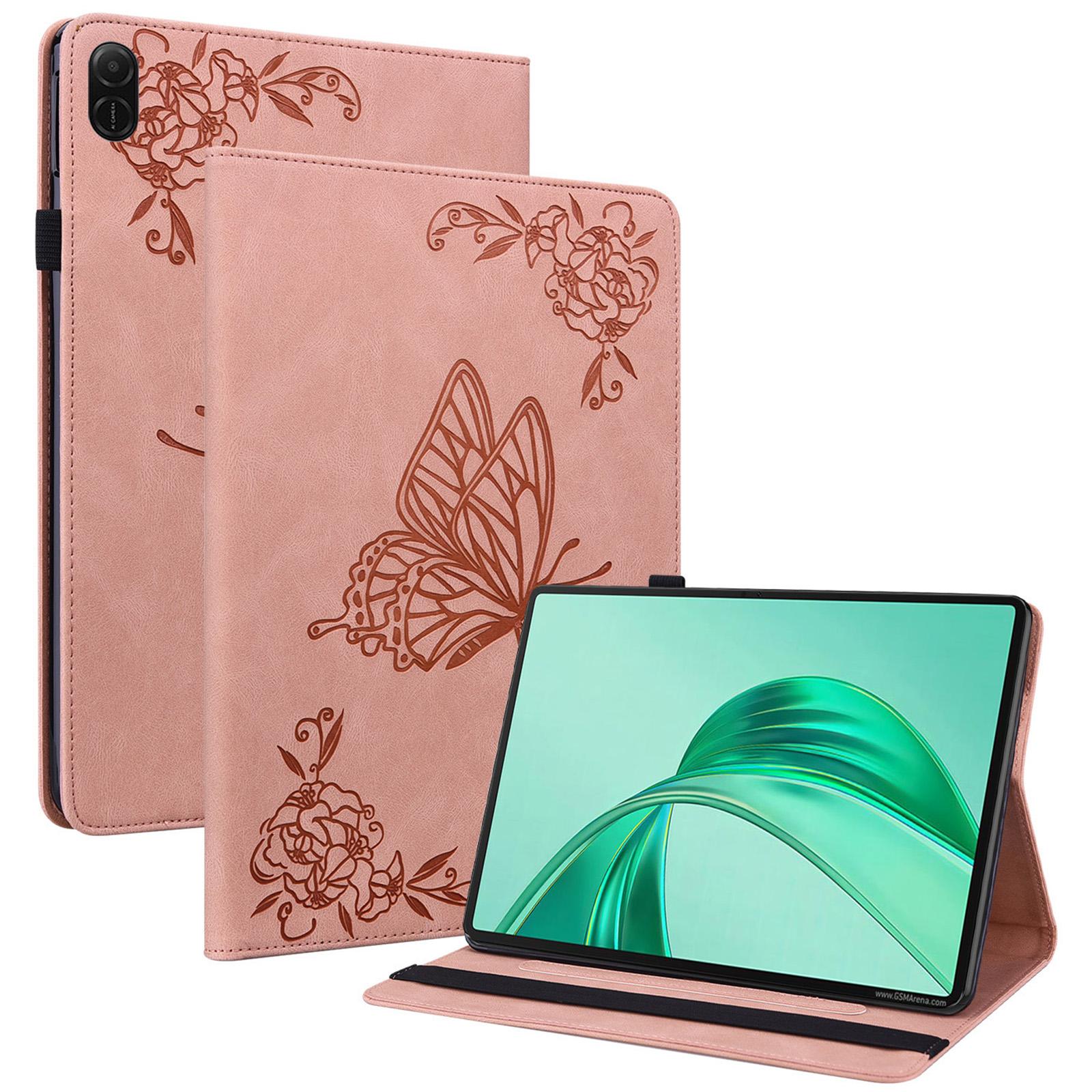 

Чехол для Honor Pad X8a с оттиском бабочки и цветка, из искусственной кожи, чехол для планшета с отделениями для карт Pink