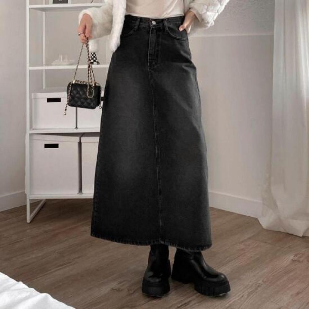 Nieuwe Aankomsten Open Run Dames S gRunge Look Gewassen A-lijn Lange Rok Geen SpAn
