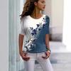 2024 New Women's T-Shirt Fashion Crew Neck Flower Printing Casual Daily Women's Top Summer Trend Loose