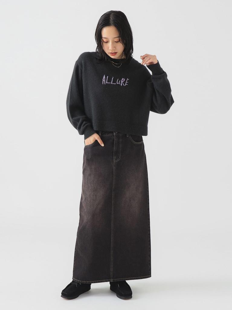 B:MING LIFE STORE by BEAMS Overdyed Denim Skirt (S-M) Women's Black Medium