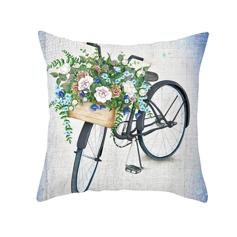 Flower and Grass Bicycle Pillow Cover for Home Ins Nordic Pillow Photo Small Fresh Cushion