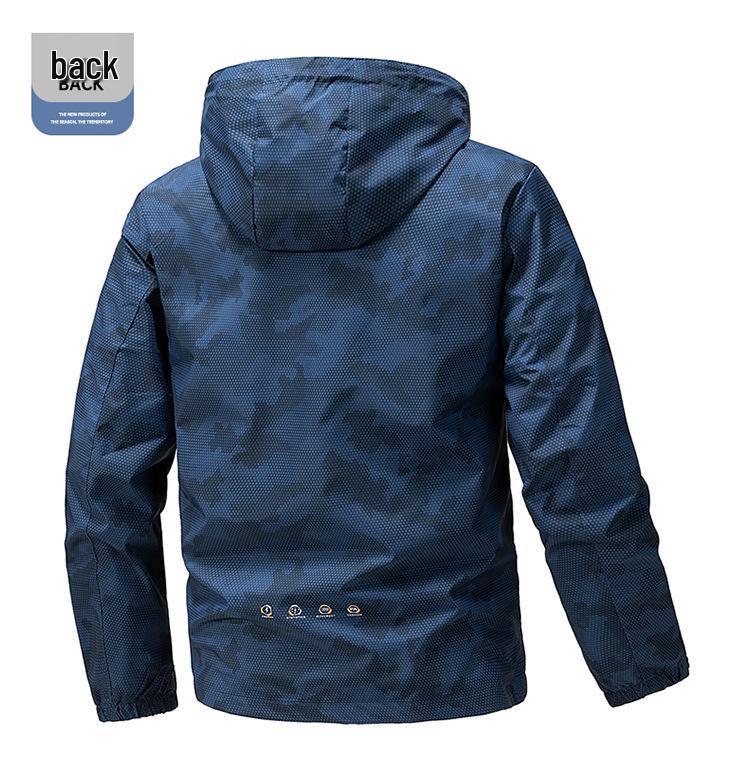 Giacca a vento con cappuccio mimetica da uomo Eldoria: Giacca Casual Versatile di Alta Gamma Primavera/Autunno