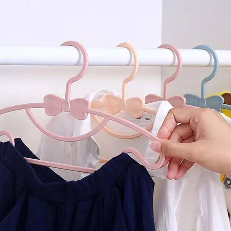 10-50PCS Kids Hangers Baby Clothes Hangers for Drying Child Hanger with Bow Design for Home Use Dry Wet Two Use