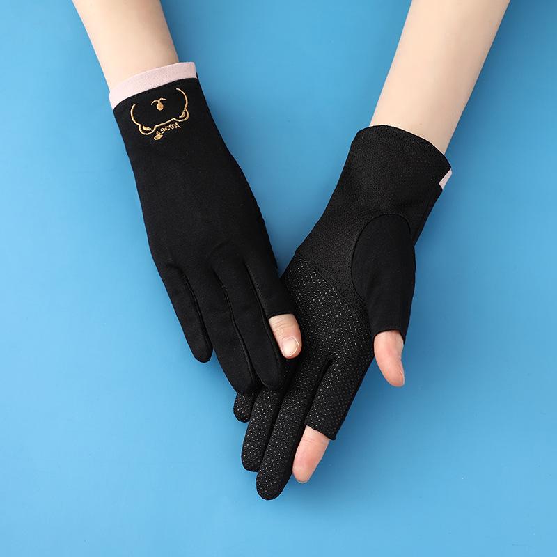 Women's Thin Cotton Fingerless Gloves: UV Protection, Non-Slip for Driving, Cycling, Tea Picking, Breathable Summer Wear