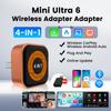 Mini Ultra 6 4-In-1 Wireless Adapter Wireless Screen Mirroring Android Auto CarPlay Adapter For Wired CarPlay Cars Easy Connect