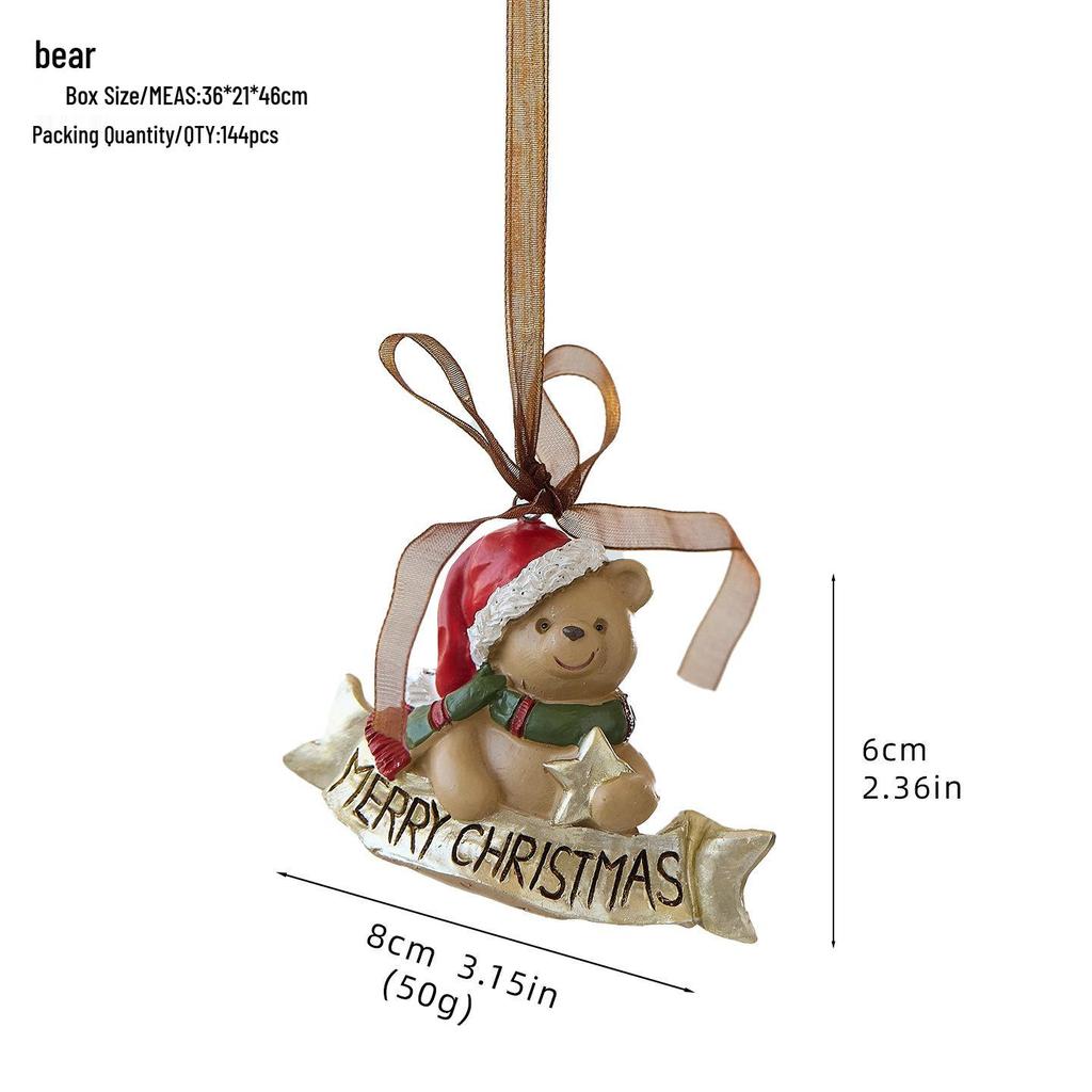 Luxury 3D Retro Resin Christmas Tree Ornaments: Old Man Bell Pendant with Gift Bag