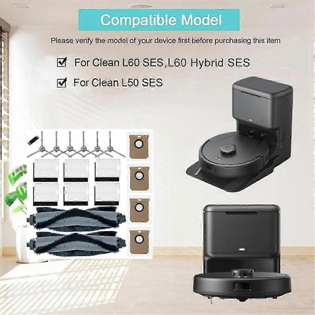L60/L60 Hybrid/L50 Robotic Vacuum Cleaner with Main Side Brush Hepa Filter and Dust Bags Accessory Set