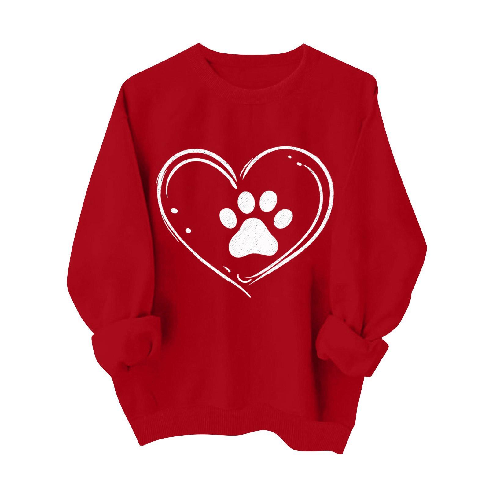 

Women s Fashionable Casual Long-Sleeved Valentine s Day Heart Print Pullover Sweatshirt L бежевий
