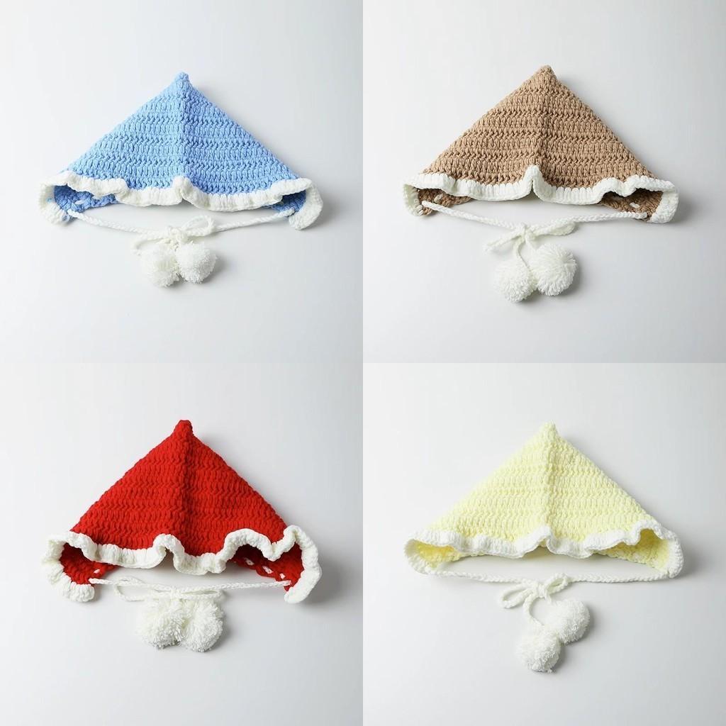 New Chinese Style Sweet Little Red Riding Hood Hand-knitted Woolen Hat Women Autumn Winter Tassel Tie Cap Warm Ear Protection Red