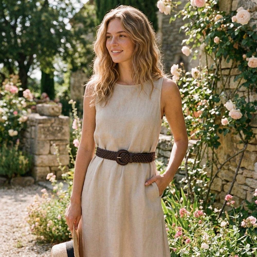 Round Retro Belt Hollow Out Bohemian Style Waistband Casual Weave Belt  Jeans Decorative