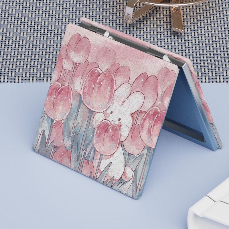 1pcs Tulip Bunny Cute Compact Mirror Makeup Mirror Square Folding Double-Sided Make Up Mirror Pocket Portable Compact For Girls