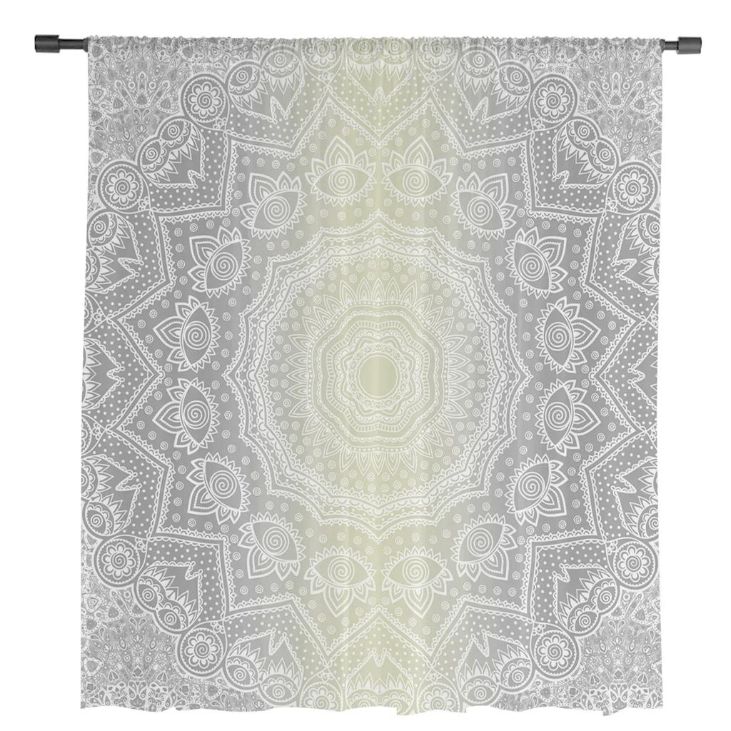Mandala Gradient Tüll Vorhänge für Wohnzimmer Gedruckt Sheer Voile Vorhang Schlafzimmer Fenster Screening Vorhänge Jalousien Wohnkultur