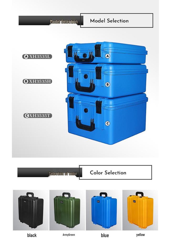 Xihua IP67 Waterproof ROHS Certified Thickened Plastic Toolbox - 35x35 Square Moisture-Proof Instrument Case
