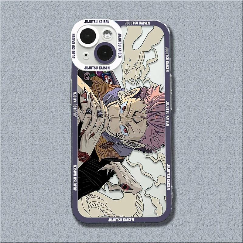 Anime Jujutsu Kaisen Phone Case For iPhone 16 15 14 13 12 11 Pro Max XS X XR SE 7 8 Plus Mini SE Shockproof Transparent Cover