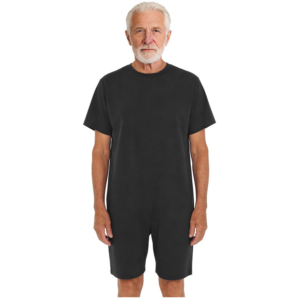 Mono Adaptable Antidesgarro Unisex Cuello Redondo Manga Corta Parte Inferior Corta Cremallera Trasera Mono de una Pieza