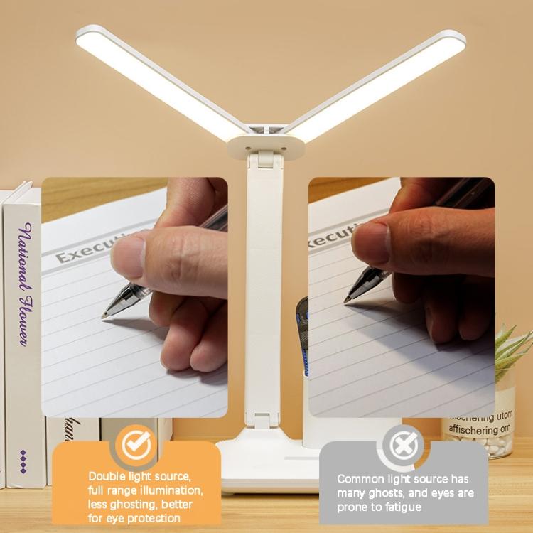 Doppelkopf-Beleuchtung LED-Lade-Schreibtischlampe, Stil: Wiederaufladbar 3600mAh+Kabel