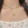 Korean Fashion Double layered Green Butterfly Necklace For Women Elegant Zircon Butterfly Pendant Choker Chain Girls Jewelry