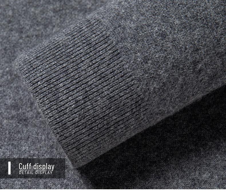 Men's 100% Pure Wool Half-Zip Thickened Sweater, High-End Solid Color Knitwear for Autumn/Winter