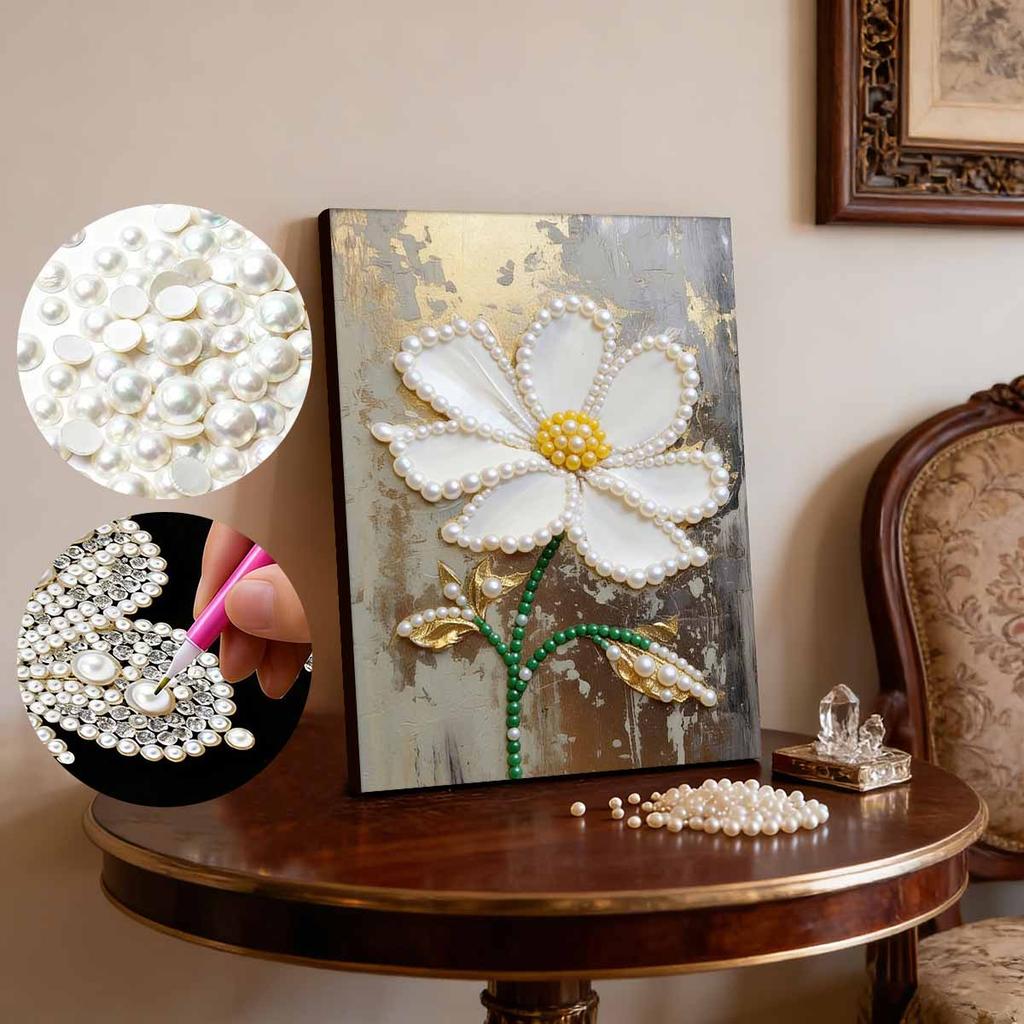 DIY Pearl Painting Set Bouquet Pattern Home Decoration Handmade Sticky Diamond Creative Canvas Pearl Art Painting Crafts Perfect Gift
