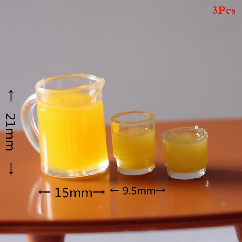 1/12 Dollhouse Miniature Accessories Kettle Simulation Furniture Tea Pot Cup Dollhouse Orange Juice Kitchen Model Furniture Toys