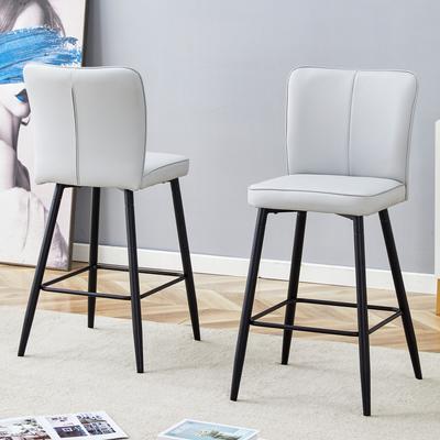 101cm High Light Grey PU Material Bar Chair Two-Piece Set: Ergonomic Backrest, Comfortable and Stylish.