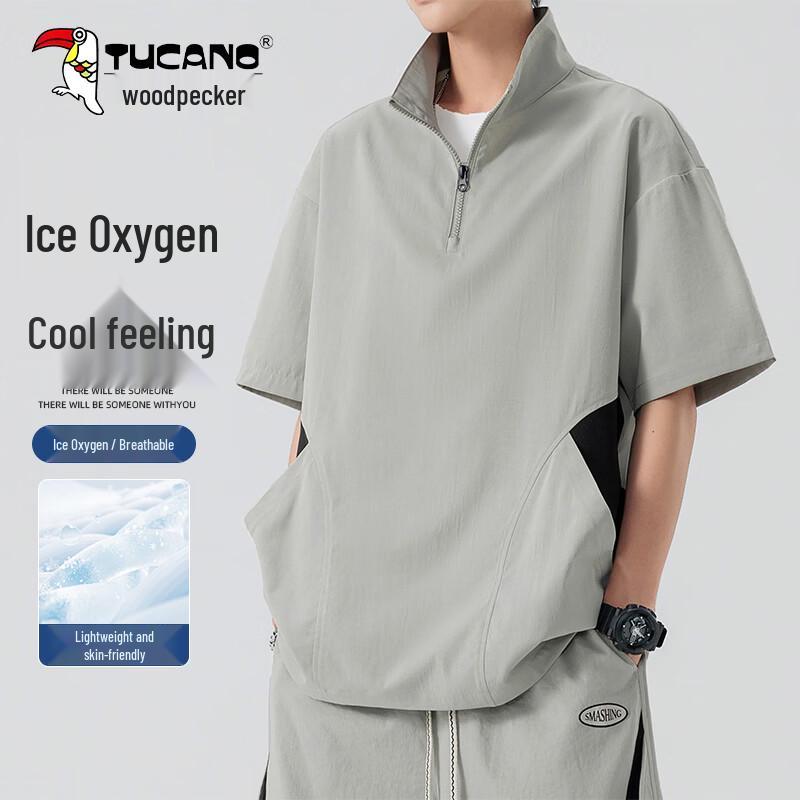 TUCANO Men s Short Sleeve Ice Feel Half-Zip T-Shirt 3XL