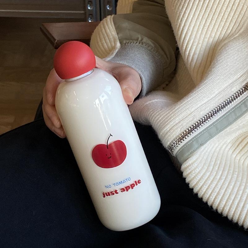 

Creative Red Apple High Borosilicate Glass Niche Red Nose High Temperature Resistant Sealed Water Cup Car Carry-On Cup Gift Single layer apple