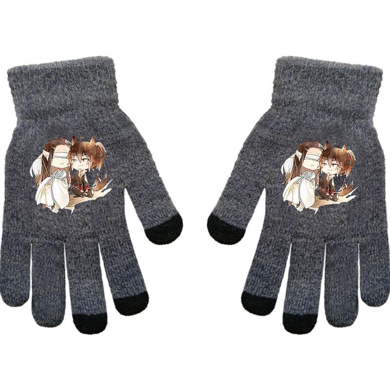 Black Butler Charles Sebastian Anime Online Game Peripheral Gloves Gray Full-finger Autumn and Winter Warm and Cold Protection