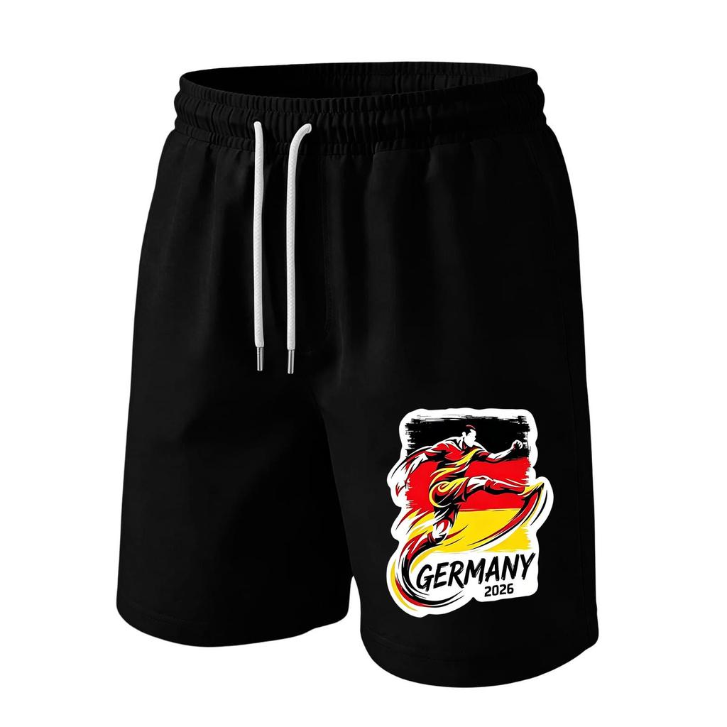 Men’s Casual Drawstring Waist Shorts with Germany 2026 Print Relaxed Fit Lightweight Breathable Athletic Lounge Wear