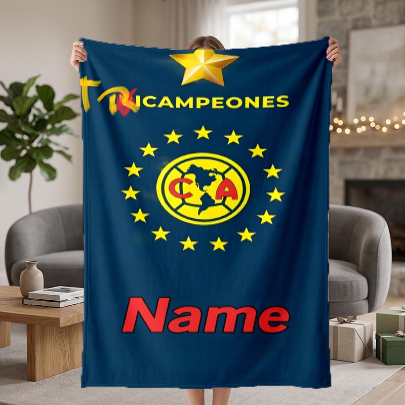 Club America Custom Flannel Blankets Soft Warm Cozy Throws for Home Decor Holiday Gifts