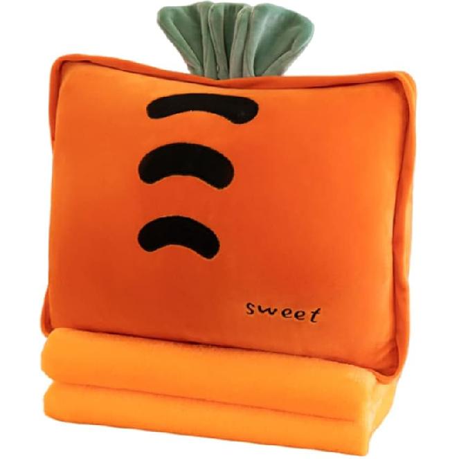 Rikyo 15 Stuffed Fruit Travel Blanket and Pillow Set3 in 1 Plush Stuffed Hugging Pillow with Warming Hands Pillow Blanket for Kids Gift Travel Carrot - Orange 6840₽