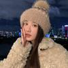 Autumn and Winter Hat Female Cute Hairball Cold Hat Rabbit Fur Fleece Warm Hat