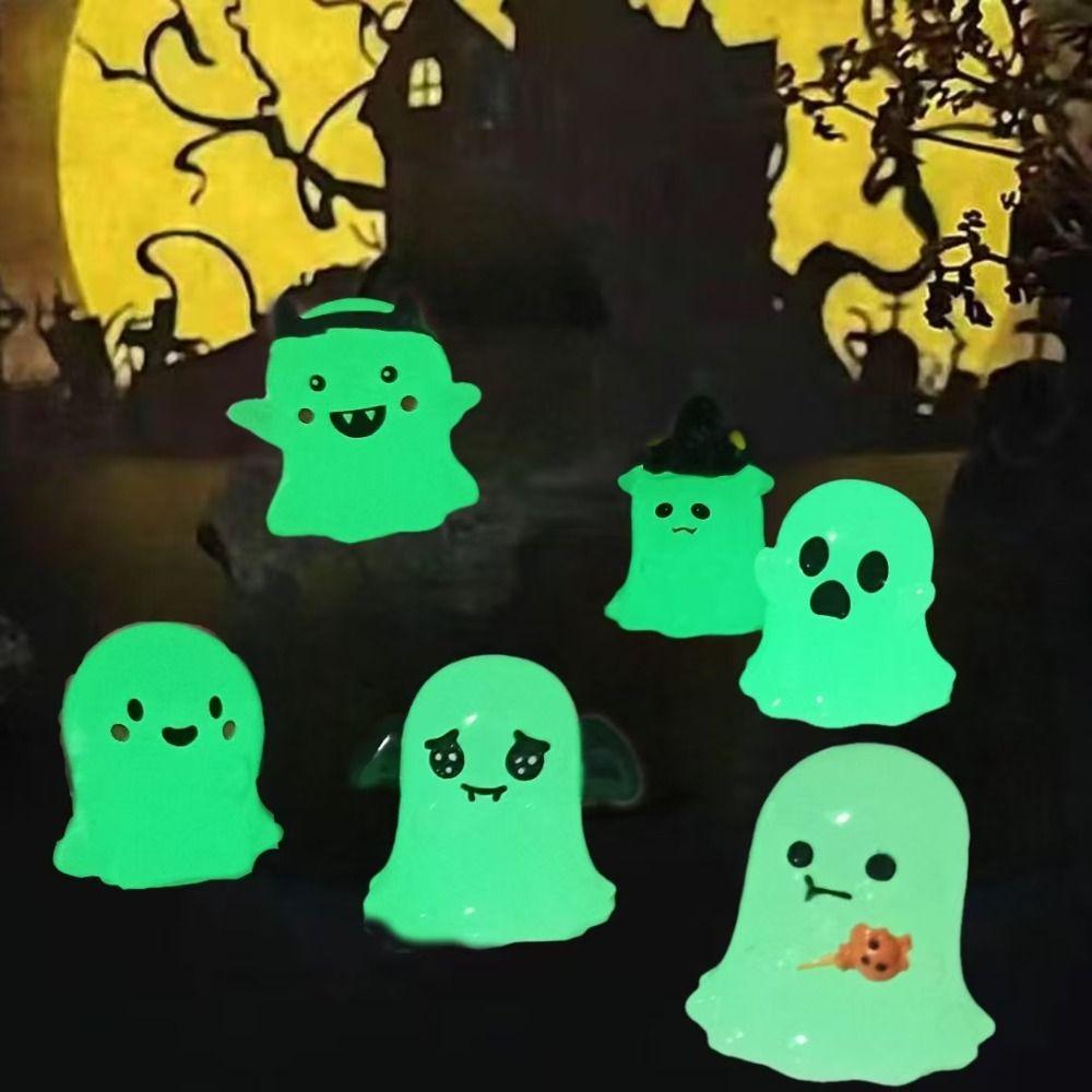 Pumpkin Halloween Ghost Miniatures DIY Ghost Ornament Creative Halloween Luminous Ornament Desktop