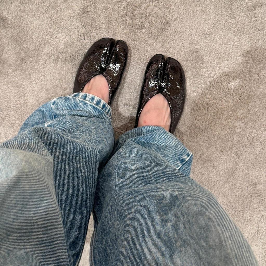 Aitas ādas versija~ Francijas sprādziena raksta pakavveida šķeltpurngala vienas kurpes sievietēm 2025 jaunas ādas vienpedāļa baletkurpes sievietēm