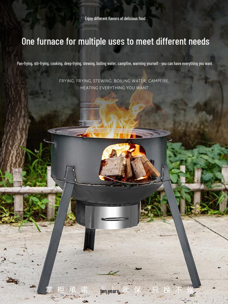 Smokeless Outdoor Firewood Stove for Camping and Home Use