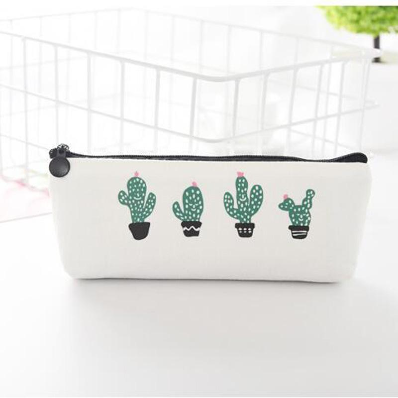 Canvas Animal Beer Whale Cactus Pencil Bag Stationery Pencil Case for Pens Stationery  Girls Storage  Bag
