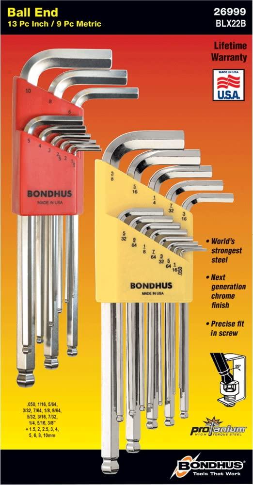 Set chei hexagonale 22 piese 10mm BLX22B []BONDHUS pachet multiplu (BLX9MLB 1.5, 2, 2.5, 3, 4, 5, 6, 8, Nr. 26999