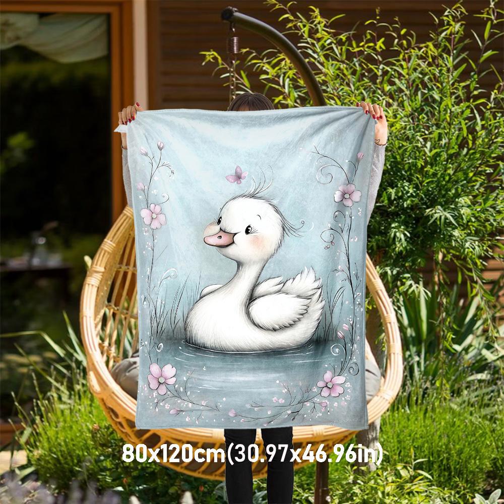 

1pc duckling flowers Outdoor Flannel Blanket Soft Warm All-Season Throw for Sofa Bed Car Camping Office, Cozy Gift Idea1225S 80x120cm(31x47inch)