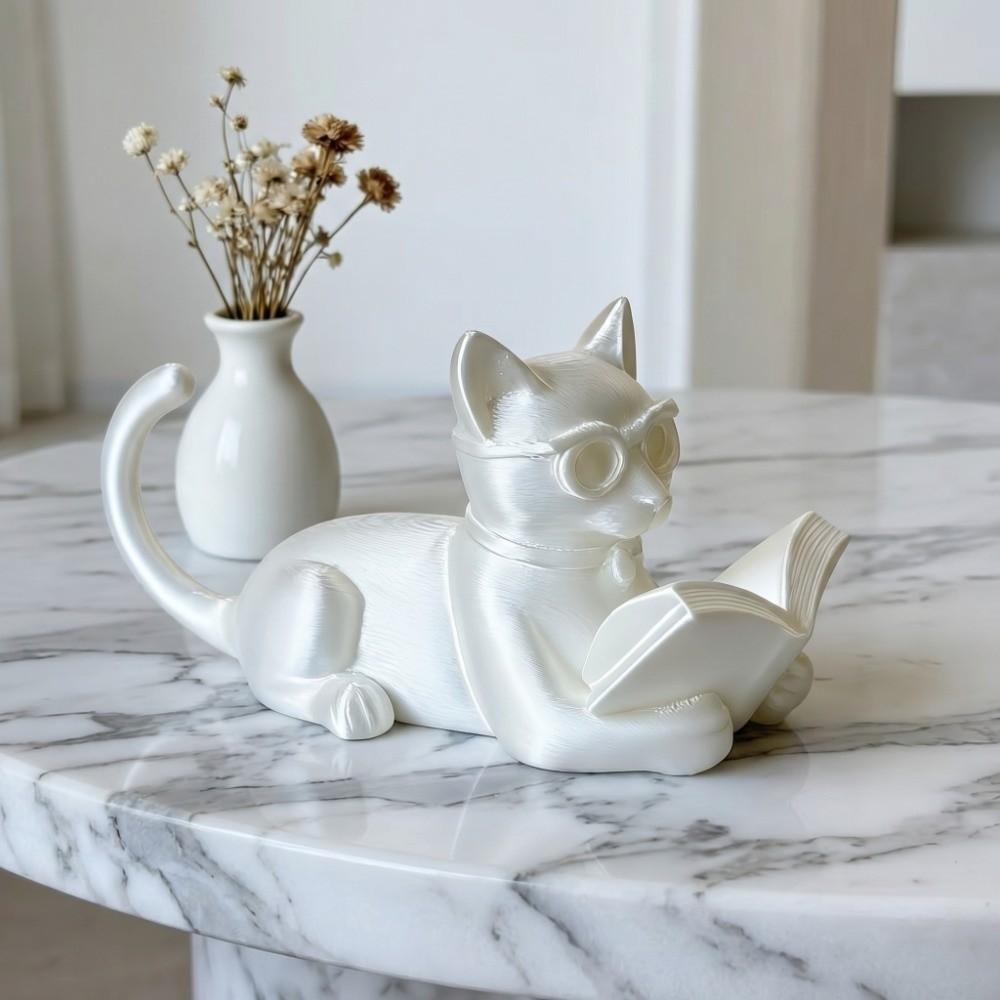 Cute Desktop Cat Decorations Creative Decorative Cat Statues Reading Cat Ornament Bedroom Decor