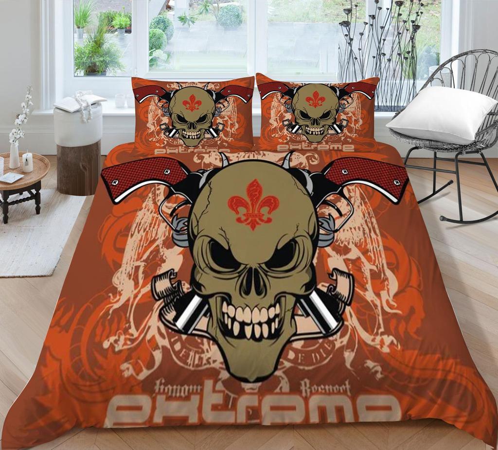 Bettbezug-Sets, Bettwäsche-Set, 3D-Schädeldruck, für Kinder, Schule, Erwachsene, Bett, Polyester, Kissenbezug, atmungsaktiv, warm, Heimtextilien